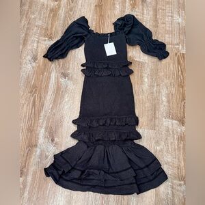 Jaquard Smocked Midi Dress